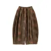 Pantalones Harem Artísticos de Estampado Floral Marrón Cálido para Niñas Invierno Energéticos Lindos Suaves Casuales