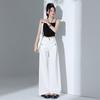 Jeans Largo de Lazer Estilo Japonês e Coreano Young Orange# Feminino Solto com Aparência Slim Moda Calça Reta Versátil