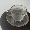 Juego de Taza de Té Roja y Vaso de Café Seis Tazas Seis Platillos Patrón Vertical Transfronterizo Patrón en Relieve Taza de Café Taza de Té Negro