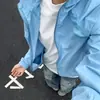 Roupa de Proteção Solar com Painéis de Malha Azul Claro para Homens, Jaqueta Leve e Respirável com Capuz para o Verão, Jaqueta de Secagem Rápida Estilo Retrô Americano