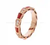 Versión Alta Anillo con Forma de Serpiente Baojia Abierto Ajustable Chapado Completo en Oro Rosa de 18K Anillo de Hueso de Serpiente Flexible de Primavera de Tres Anillos Versión Estrecha Ancha