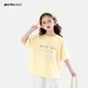 Camiseta de Manga Corta para Niña Verano 2026 Nueva Elegante Ropa Infantil Niños Medianos y Mayores Top Rayado Holgado Manga Media Fina Infantil