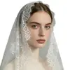 Véu de Renda Francês Retrô para Noiva Novo Estilo Adorno de Cabeça de Renda Acessórios de Casamento Véu Facial Curto Vazado de Camada Única