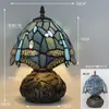 Nueva Lámpara de Mesa Tiffany Estilo Retro Americano Sala de Estar Estudio Lámparas Artesanales de Vidrio de Colores Pantalla de Lámpara Lámpara de Mesa Americana