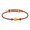 Pulseira de Ouro Flor de Pessegueiro Ano Zodiacal Contas de Transferência Ouro Puro 999 Pulseira de Corda de Couro Flor de Pessegueiro Presente de Negócios Compra em Grupo Atacado