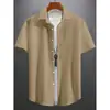 2025 Camisa Masculina de Malha Jacquard Cor Sólida Manga Curta Gola Lapela Casual Verão Amazon Em Estoque