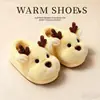 Zapatillas de Algodón con Dibujo de Ciervo Lindo para Mujer, Invierno, Interiores, Hogar, Suela Gruesa Antideslizante, Talón Cubierto Cálido, Zapatos de Algodón para Niños