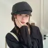 Versátil boina plisada retro, un sombrero octogonal de moda para mujer, perfecto para otoño e invierno, con un estilo ecuestre sofisticado y casual
