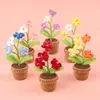 Maceta de flor de hilo tejida a mano con ganchillo, adorno de flor tejido, decoración para coche y escritorio, venta al por mayor desde una fábrica de artesanía