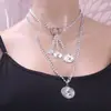 Colar com Pingente de Retratos Elegantes Retro Europeu e Americano Joias Transfronteiriças Estilo Ins Feminino Colar de Franjas Multicamadas Empilhável