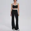Top esportivo sem costura com blocos de cor transfronteiriços, calça de yoga justa com costas bonitas, calça pantalona de cintura alta, conjunto esportivo de yoga