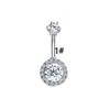Gebei moda europea y americana gota de agua centro redondo circonita flor variedad de doble piercing para ombligo clavo de ombligo simple hebilla de ombligo