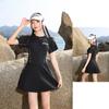 Traje de baño para mujer de una pieza deportivo poliéster estilo coreano combinación de colores conservador simple casual traje de baño adelgazante cubre carne aguas termales transfronterizo