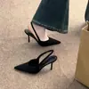 Dos estilos~Zapatos de tacón alto con punta fina y estampado de leopardo estilo francés, sandalias de punta cerrada para mujer, primavera y verano, tacón de aguja, gamuza, zapatos de vestir sin espalda