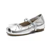 Zapatos Mary Jane Weiwei Lady 6938-1 para Aumentar la Altura con Lazo Ballet Francés Poco Profundos Plateados para Mujer