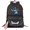 Comercio exterior nueva mochila de dibujos animados Stitch USB Estudiante joven mochila escolar para hombres y mujeres mochila casual de viaje