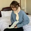 Bufanda para Mujer Otoño e Invierno Tejida Nueva Engrosada de Moda Cruzada Cálida Lana Felpa Cuello de Lana Estilo Coreano