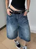 Shorts de mezclilla anchos lavados estilo retro americano para mujer, pantalones de verano de talla grande de cintura alta holgados, adelgazantes, de longitud media