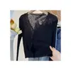 Ropa de Abrigo Delgada de Verano Chal de Chica Picante Camisola de Seda de Hielo Protector Solar Cárdigan con Volantes Blusa Top de Punto con Cuello en V para Mujer