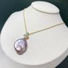 Pendente de Pérola Natural de Água Doce Barroca Irregular, com Pérolas Edison Iridescentes, Estilo Europeu e Americano, Rosa e Roxo, Quente de Outono