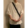 Camisa de manga curta retro estilo japonês com gola vertical para homens verão marca de moda high-end Yuppie camisa masculina com sete mangas top