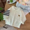 Suéter de punto trenzado con cuello polo para niños pequeños, tejido suelto, estilo académico de otoño e invierno, para niños pequeños y medianos, capa base