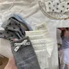 Meias Femininas de Meia-Cança com Laço Estilo Lolita Primavera/Verão Oh Songmu Meias de Algodão Empilhadas Estilo Japonês