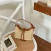 Bolsa de Palha Tecida em Cor Contrastante para Mulheres, Nova Coleção Primavera e Verão 2026, Feita à Mão, Tecida, para Férias, Ombro, Transversal, Bolsa Dumpling, Bolsa de Mão