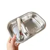 Plato de Cena Infantil de Acero Inoxidable de Grado Alimenticio Guardería Hogar Lonchera para Bebé Plato de Cena de Acero Inoxidable Anticaídas Múltiples Compartimentos Venta al por Mayor