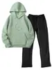 Nuevo Traje con Capucha de Dos Piezas para Primavera y Otoño Talla Americana Sudadera de Forro Polar Moda Casual Deportiva Pareja