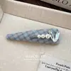 Pinza para el pelo de tela coreana con corazón de pedrería, Elegante pasador de perlas a cuadros, Accesorio para el pelo de pinza lateral para mujer