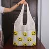 Bolsa Chaleco Bolsa Chaleco Moda Tejida Linda Grande Sonriente Bolso de Hombro Único Bolso de Mano Gran Capacidad Bolso para Viajes Diarios para Mujeres