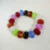Pulsera elástica de acrílico multicolor Lingge Jewelry, estilo europeo y americano, pulsera versátil con cuentas redondas y planas para mujer