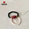 Anillo de Cinabrio Piedra Cruda Arena Dorada Púrpura Cuentas Pixiu Flor Rosa Anillo de Espinela Anillo Elástico Suministro en Vivo