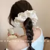Goma para el pelo de algodón bordada estilo coreano con bordes ondulados, versátil scrunchie con volantes, cuerda para el pelo de alta gama con volantes, accesorio para el pelo para mujer