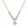 Moda Veraniega Nueva Dulce y Versátil Collar de Perlas Corazón de Nácar Moda de Nicho Diseño Simple Cadena para Clavícula