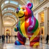 Escultura de Oso Geométrico Facetado de Fibra de Vidrio Escultura de Animal para Centro Comercial Escultura Grande de Dibujos Animados para Exteriores Adornos de Jardín