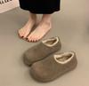 Vintage Outwear Sapatos de algodão femininos Batata pequena Outono e inverno Biqueira redonda Pantufas rasas Sapatos fofos Quentes
