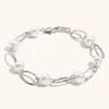 Pulsera Cruzada Europea y Americana Estilo Ins de Perlas de Imitación para Mujer Acero Inoxidable Chapado en Oro de 18K Moda Elegante Retro Personalizada Joyería de Mano