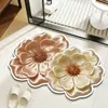 Alfombra de Piso Floral de Lujo Ligero para Baño, Absorbente de Agua, Antideslizante, Secado Rápido, Felpudo para Entrada de Inodoro y Baño, Alfombra Resistente a Manchas