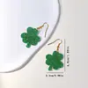 1 Par de Pendientes de Trébol Verde, Estilo Pastoral Fresco Pequeño, Material Acrílico, Pendientes Exquisitos y Compactos