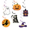 Nuevo Juego de Decoración de Fiesta con Bandera de Calabaza Temática de Halloween, Bandera del Festival de Fantasmas, Juego de Adorno Espiral para Pastel