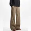 Jeans Masculino Lyocell Estilo High Street Americano Primavera 2025 Cor Pura Cordão Versátil Solto Longo