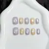 Cuentas de vidrio de estrella de lunares morados, efecto iluminador, manicura ponible, manicura de verano degradada, venta al por mayor hecha a mano, manicura desmontable