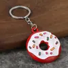 Chaveiro de rosquinha realista, pingente de sobremesa em liga metálica com gotas de óleo, chaveiro fofo para bolsa, pequeno presente, disponível para atacado