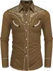 Moda Masculina Transfronteriza Nueva Camisa Estampada Estilo Oeste Americano Camisa Suelta de Manga Larga Estampada