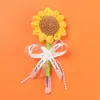 Hilo Flor Rosa Día de la Madre Flor Artificial Flor de Ganchillo Hecha a Mano Flor de Girasol de Ganchillo Clavel Bolígrafo de Gel Regalo