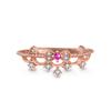 Anillo Original de Plata Pura 925 Limei Joyería Micro-Incustada Serie Rosa de Siete Colores Osito Shirley Mei Anillo de Lujo Ligero de Hada 18K