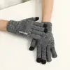 Suministro Directo Transfronterizo de Guantes Cálidos de Invierno, Guantes de Lana Tejida con Forro de Felpa y Diseño Engrosado, Guantes Antideslizantes para Ciclismo, Compatibles con Pantalla Táctil, Venta al por Mayor