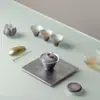 Ino Kiyosong Ritmo Morado Flor Blanca Pintada a Mano Cerámica Gaiwan Taza de Té para Mujeres, Exquisito Juego de Té Kung Fu Tazón de Té